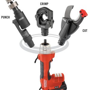 RIDGID RE 60 Electrical Tool Kit w/SC-60C Scissor Cutter, LR-60B Latching Round Crimp Head and PH-60C Swiv-L Punch Head
